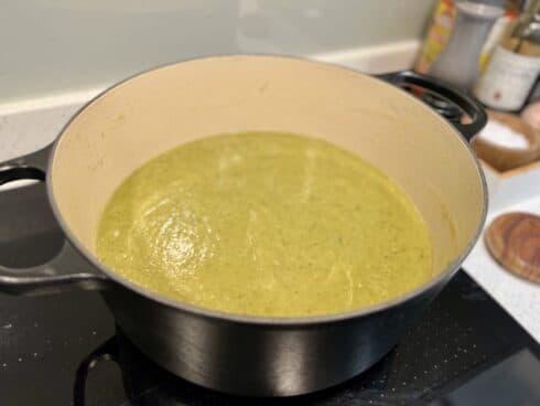 A bowl of cabbage and basil soup